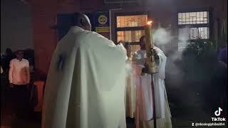 Incensing of the paschal candle by FR Nkosi Sithole Our lady of Lourdes KwaMashu [upl. by Ziul]