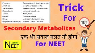 Trick for Secondary Metabolite  Biomolecules Class 11  NEET [upl. by Icnan766]