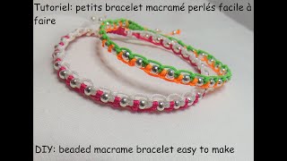 Tutoriel petits bracelets macramé perlés facile à faire DIY beaded macrame bracelet easy to make [upl. by Marquita]