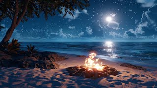 🔴 LIVE 4K  10 hours relaxing Firecamp and beach sounds sleep [upl. by Jackquelin]