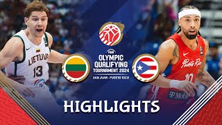 Final Lithuania 🇱🇹 vs Puerto Rico 🇵🇷  Highlights  FIBA OQT 2024 Puerto Rico [upl. by Gerhardt]