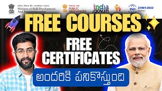 FREE Online Courses with Certificate  Skill India Digital in Telugu  Vamsi Bhavani [upl. by Lyrahc773]