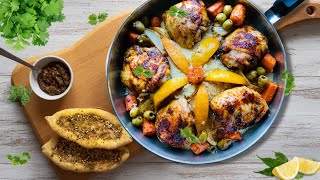 MOROCCAN CHICKEN TAGINE WITH COUSCOUS  CHICKEN TAGINE WITH PRESERVED LEMONS  BEST SHABBAT DINNER [upl. by Woolley]