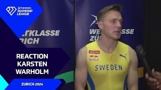 2024 Zurich Interview With Karsten Warholm mens 400m Hurdles  Wanda Diamond League [upl. by Nylzzaj]