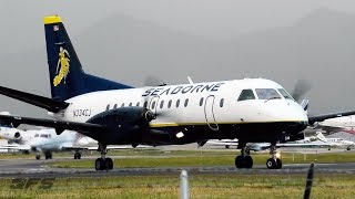 Seaborne Airlines  Saab 340B  TAKEOFF from Princess Juliana International Airport SXM [upl. by Bathulda]