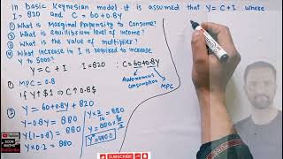 find MPC  multiplier  investment multiplier  equilibrium level of income from Keynesian model [upl. by Kcered508]