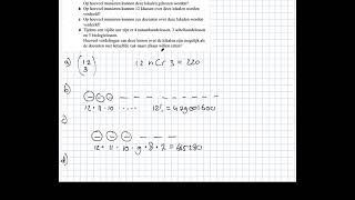 Combinaties en permutaties  4 havo en 4 vwo wiskunde A  opgave 32 uit vwo boek [upl. by Nosinned]