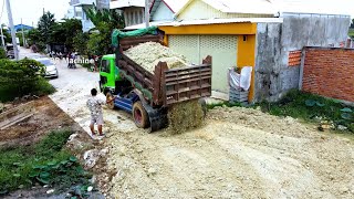 Start New Project Fill Up The Rock Into The Water By Dozer D20 amp 5t Truck Unload [upl. by Bathulda259]