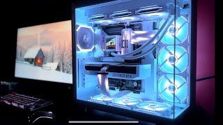 building my first gaming pc  all white lian li 4070 rtx i7 build sped up [upl. by Nichols]