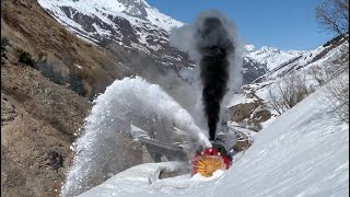 DFB Dampfschneeschleuder R12 im Frühlingsschnee 2021 Steam snow plough in the swiss mountains [upl. by Ednutabab]