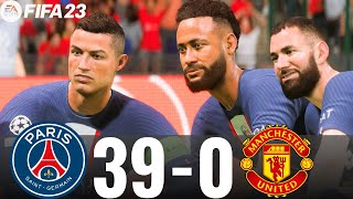 FIFA 23  PSG 390 MANCHESTER UNITED  MESSI RONALDO NEYMAR MBAPPE amp HAALAND UCL FINAL PS5 4K [upl. by Gaudette]