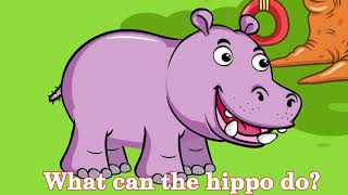 What Can the Hippo Do Animals Can Modal ESL EFL Children learn a dialogue [upl. by Nanahs491]