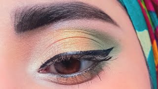 Golden Green Eye Makeup Tutorial for Brown Eyes  Olive Green Smokey Eyeshadow Tutorial  green eyes [upl. by Aerdied]