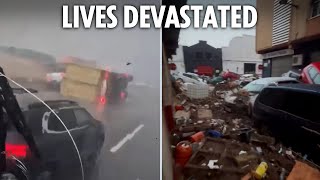 Shocking footage shows the devastating aftermath of deadly Spain floods [upl. by Floyd]