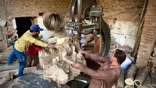 A root of tree cutting on aara machime  woodland woodworking [upl. by Senzer]