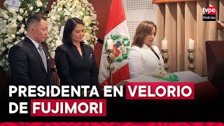 Presidenta Dina Boluarte asiste a velorio de Alberto Fujimori en sede del Ministerio de Cultura [upl. by Desirea445]