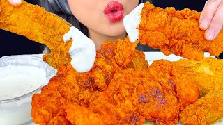 ASMR NASHVILLE HOT FRIED CHICKEN TENDERS amp GIANT POTATO WEDGES DIPPED IN RANCH EATING SOUNDS [upl. by Dryfoos]