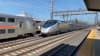 Amtrak Acela Express Trains  150 MPH Through Princeton Junction NJ 3424 [upl. by Ylicis]