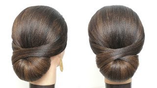 Elegant Bridal Updo Wedding Hairstyle For Long Hair Low Bun [upl. by Pownall]