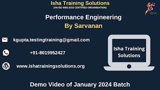 Performance Engineering Demo Video on 29th Jan 2024ContactWhatsApp us on 918019952427 to enroll [upl. by Husha682]