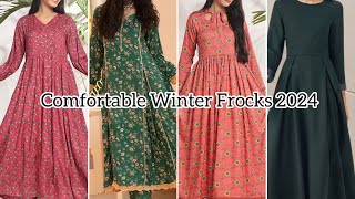 Comfortable winter frock designs 2024Latest linenkhaddar frock designsFrock designs [upl. by Annaxor]