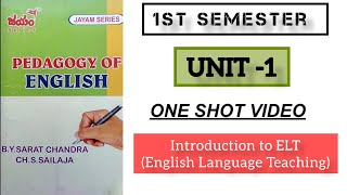 1st semester ll Pedagogy of English ll unit1 ll Acharyanagarjunauniversity ll BEd ll Andhrapradesh [upl. by Newfeld323]