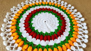 Beautiful and Easy crochet thalposh new design woolen Rumal [upl. by Ensoll]