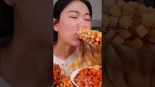 Spicy ham cheese tteokbokki Korean corn dog AmiAmiuo5do mukbang trending shorts viralvideo [upl. by Peadar803]