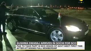 Sushma Swaraj arrives in Sochi for SCO [upl. by Bass]