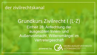 Folge 29 Anfechtung der ausgeübten Innen und Außenvollmacht Willensmängel im Vertretergeschäft [upl. by Helen]