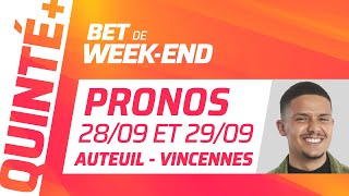 PRONOSTICS QUINTÉ DU 28 ET 29 SEPTEMBRE 2024  Bet de WeekEnd [upl. by Dannel813]