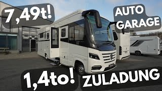 CAMPING WOHNMOBIL unter 75t mit 14t ZULADUNG Morelo Palace 88 GQ Mit AutoGarage und BusFeeling [upl. by Ronald]