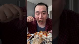 Showing and eating Crispy Salt amp Pepper Chicken and Mongolian Beef from China North Dumplings [upl. by Hilly]