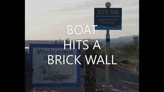 Lake Havasu Boat Ramp Boat hits the wall HARD Girl almost gets hit [upl. by Sirc678]