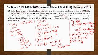 Section  A jeemain 202329 January Shift 1 Solid Lead nitrate is dissolved in 1 litre of water [upl. by Sergius]