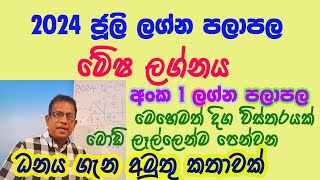 2024 July Lagna Palapala Mesha Lagnaya 2024 ජුලි ලග්න පලාපල මේෂ ලග්නය [upl. by Beaudoin]