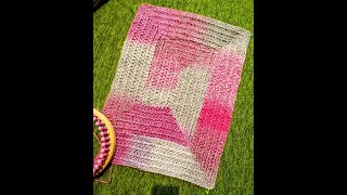 How to loom knit an Easy 10 Stitch Blanket no purls in Ewrap Owl Stitch [upl. by Almeria]