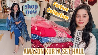 Latest Amazon Embroidered Festive Kurta Set Haul amazon kurtaset thetouchupgirl [upl. by Frierson]