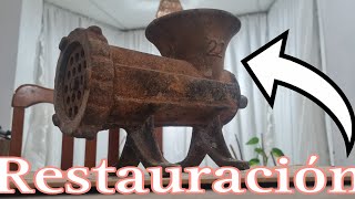 RESTAURACIÓN PICADORA MOLEDORA DE CARNE ANTIGUEDAD DIY [upl. by Shulamith]