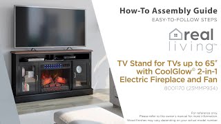 Real Living™ TV Stand with Electric Fireplace and Fan  HowTo Assembly Guide [upl. by Nemrak]