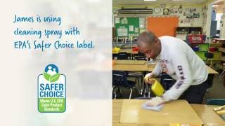 Safer Choice Labeled Products in Action Cleaning a School Desk [upl. by Esaertal868]