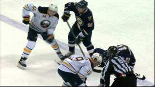 Nicolas Deslauriers match spear on Vladimir Tarasenko Buffalo Sabres vs St Louis Blues Nov 11 2014 [upl. by Mlehliw]