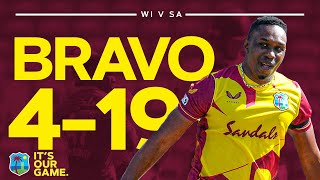 CareerBest Figures 📈  Every Ball Of DJ Bravos Sensational 419  West Indies v South Africa 2021 [upl. by Ateuqahs]