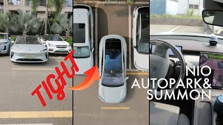 Autopark and Summon my NIO ET5 in a tight parking lot  software version banyan 265 [upl. by Sears220]