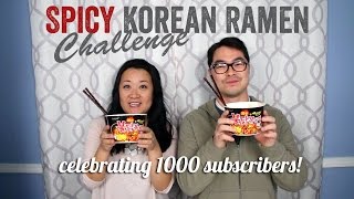 SPICY KOREAN RAMEN CHALLENGE 불닭 볶음면 Celebrating 1000 Subscribers [upl. by Parke613]