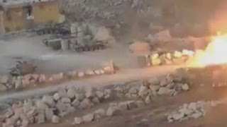 Tanks attacked Footage shows huge bomb strike against Syrian armour [upl. by Hacissej]