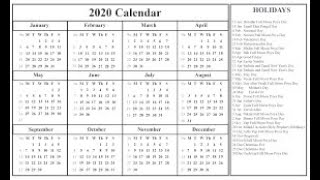 calendar 2020 [upl. by Aliwt]