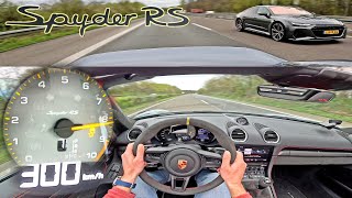 9000RPM Porsche Spyder RS meets AUDI RS7 on UNLIMITED AUTOBAHN [upl. by Richers]