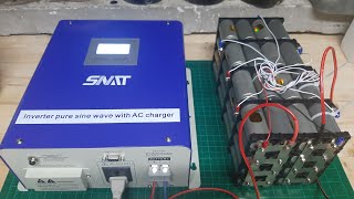 DIY 40AH 24V 32650 LiFePO4 Battery Bank For Solar Power  SNAT Pure Sine Wave Inverter 24V 1000W [upl. by Anitsej]