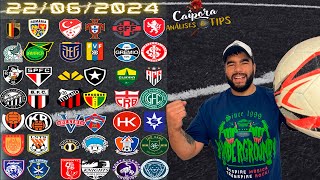 PALPITES DE FUTEBOL PARA HOJE 22 06 2024 SÁBADO 31 JOGOS  BILHETE PRONTO Caipora Análises e TIPs [upl. by Piotr]